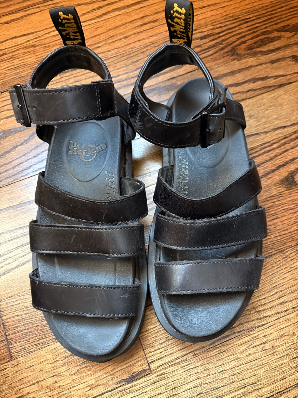 Dr. Martens Women’s Black Leather Triple-Strap Sandals